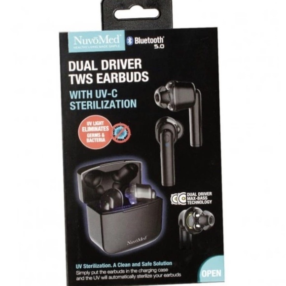 NuvoMed DualDriver True Wireless Bluetooth Earbuds Microphone UV - Picture 4 of 5